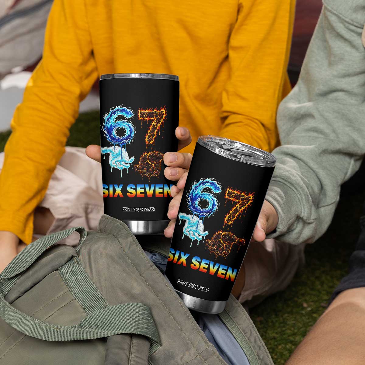 Water Fire Element Six Seven Tumbler Cup Trendy Meme Gift TS12 Print Your Wear