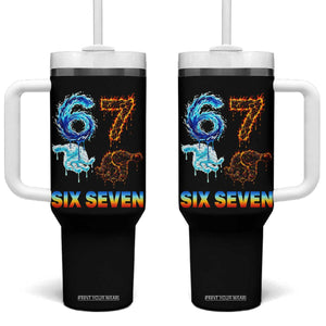 Water Fire Element Six Seven Tumbler With Handle Trendy Meme Gift TS12 One Size: 40 oz Black Print Your Wear