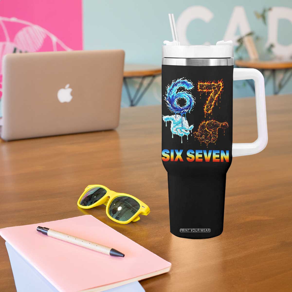 Water Fire Element Six Seven Tumbler With Handle Trendy Meme Gift TS12 Print Your Wear