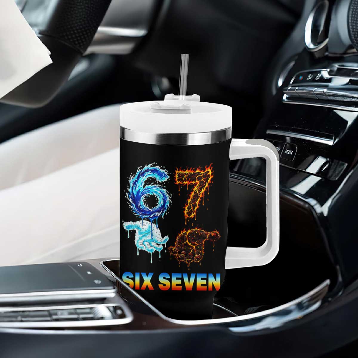 Water Fire Element Six Seven Tumbler With Handle Trendy Meme Gift TS12 Print Your Wear