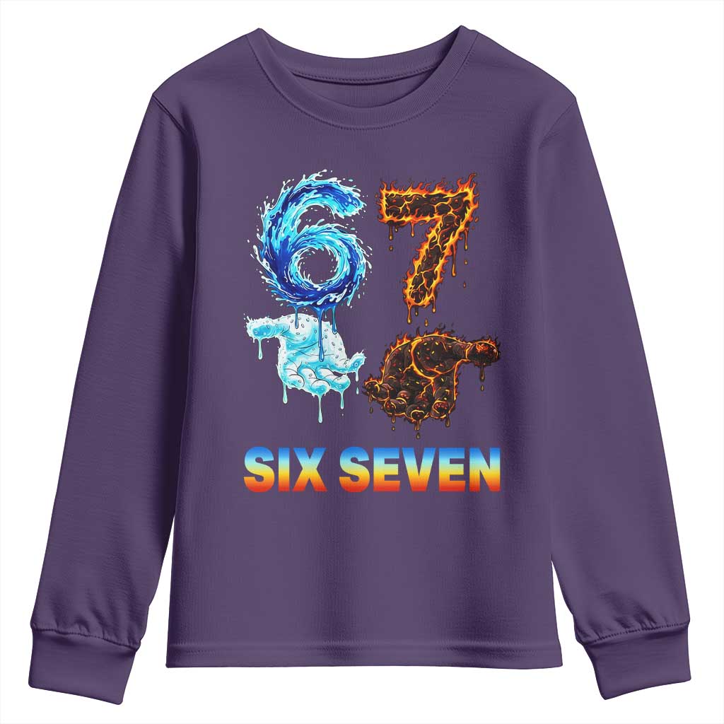 Water Fire Element Six Seven Youth Sweatshirt Trendy Meme Gift TS12 Purple Print Your Wear