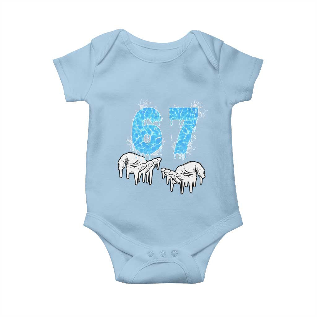 Ocean Water Wave Effect Printed Baby Onesie Six Seven Meme TS12 Light Blue Print Your Wear