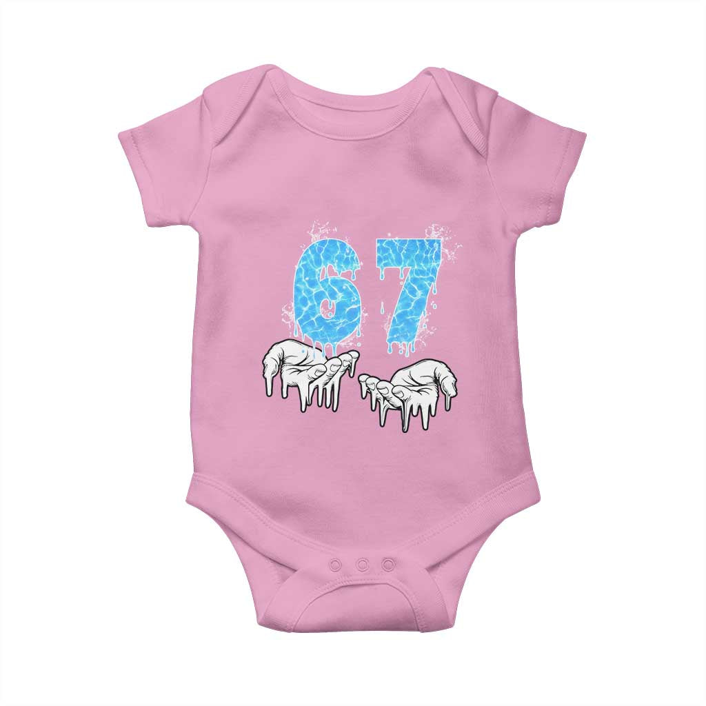 Ocean Water Wave Effect Printed Baby Onesie Six Seven Meme TS12 Light Pink Print Your Wear