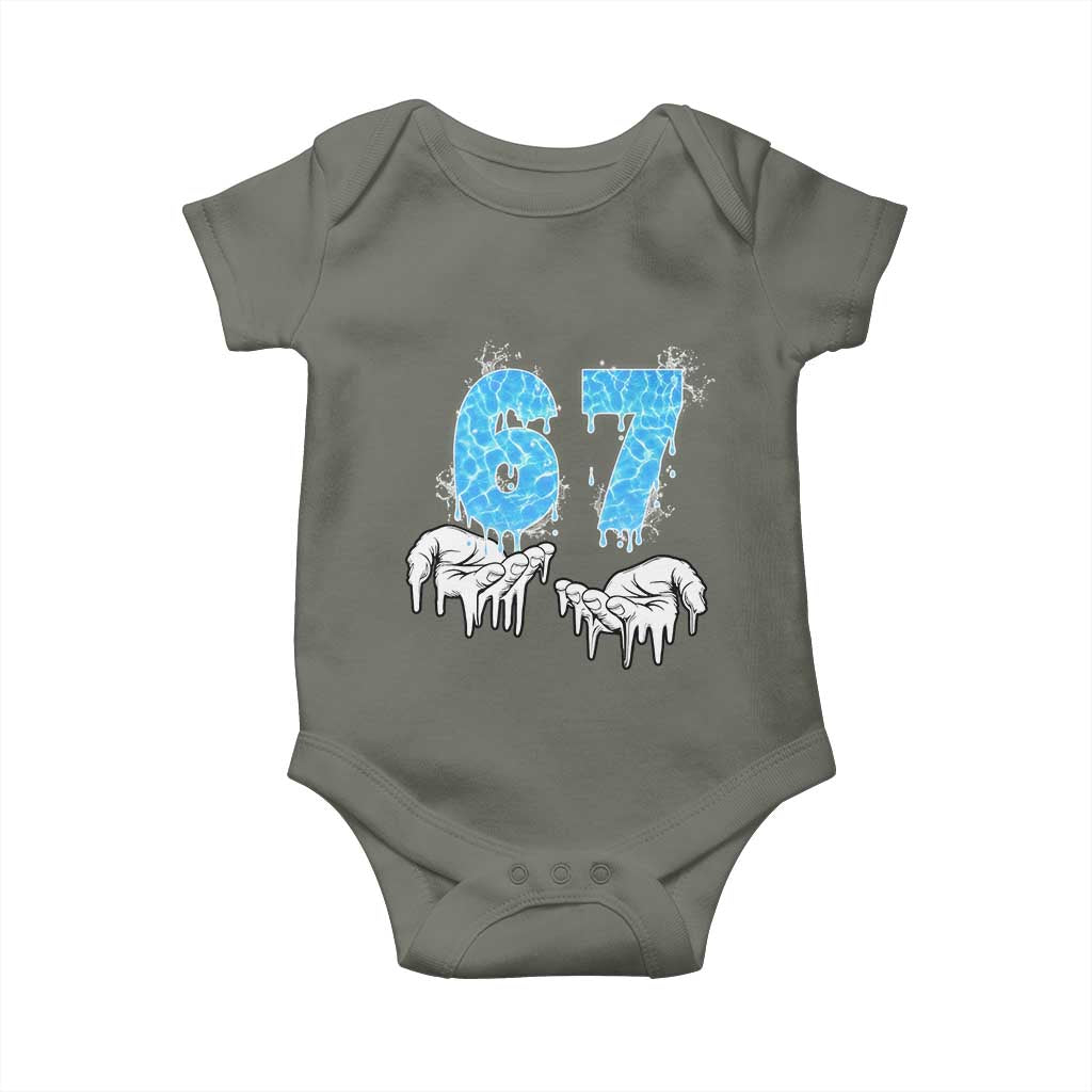 Ocean Water Wave Effect Printed Baby Onesie Six Seven Meme TS12 Military Green Print Your Wear