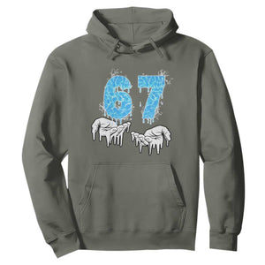 Ocean Water Wave Effect Printed Hoodie Six Seven Meme TS12 Military Green Print Your Wear