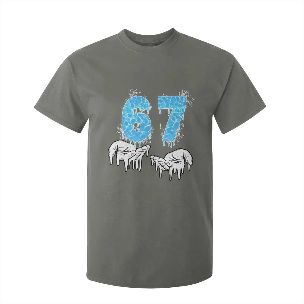 Ocean Water Wave Effect Printed T Shirt For Kid Six Seven Meme TS12 Military Green Print Your Wear