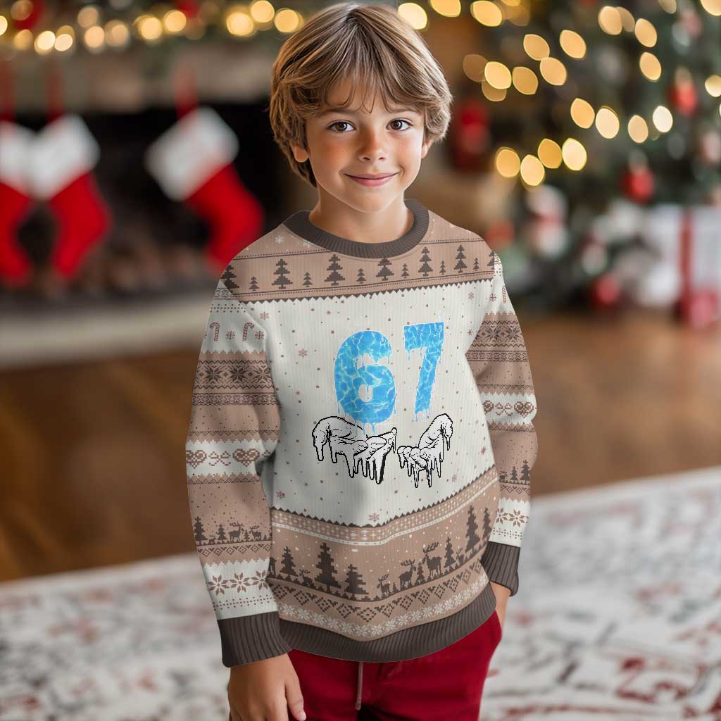 Ocean Water Wave Effect Printed Ugly Christmas Sweater Six Seven Meme TS12 Mocha Mousse Print Your Wear