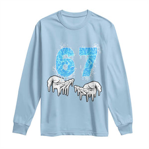 Ocean Water Wave Effect Printed Long Sleeve Shirt Six Seven Meme TS12 Light Blue Print Your Wear