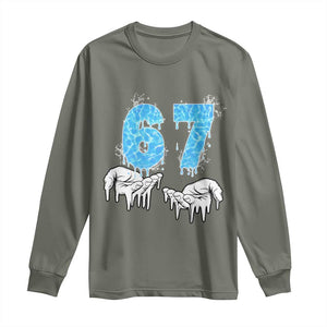 Ocean Water Wave Effect Printed Long Sleeve Shirt Six Seven Meme TS12 Military Green Print Your Wear