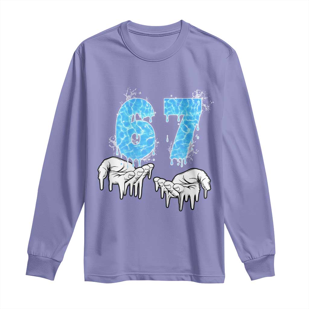 Ocean Water Wave Effect Printed Long Sleeve Shirt Six Seven Meme TS12 Violet Print Your Wear