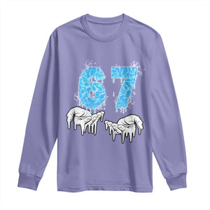 Ocean Water Wave Effect Printed Long Sleeve Shirt Six Seven Meme TS12 Violet Print Your Wear