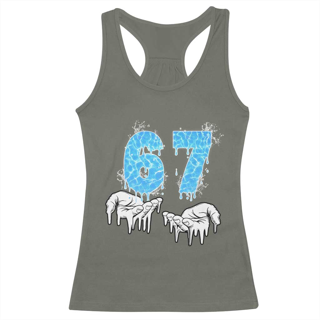 Ocean Water Wave Effect Printed Racerback Tank Top Six Seven Meme TS12 Military Green Print Your Wear