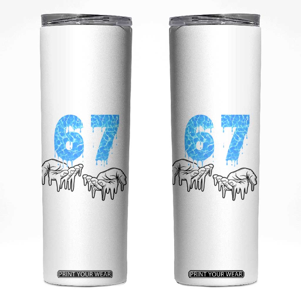 Ocean Water Wave Effect Printed Skinny Tumbler Six Seven Meme TS12 White Print Your Wear