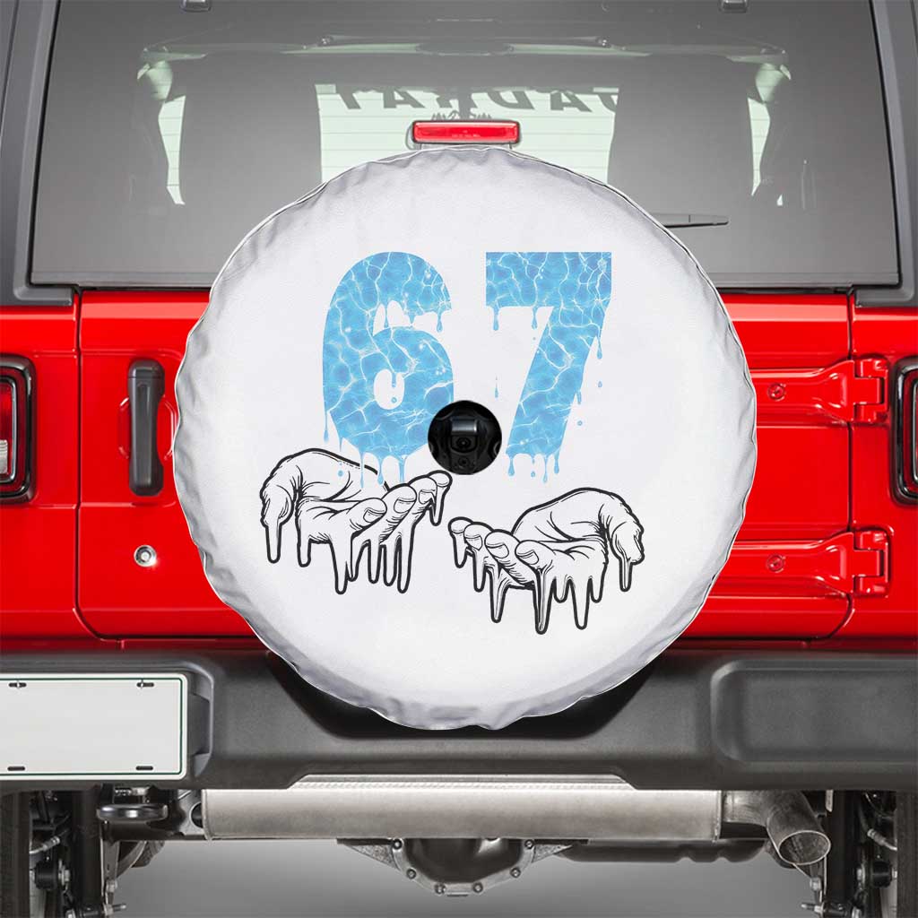 Ocean Water Wave Effect Printed Spare Tire Cover Six Seven Meme TS12 White Print Your Wear