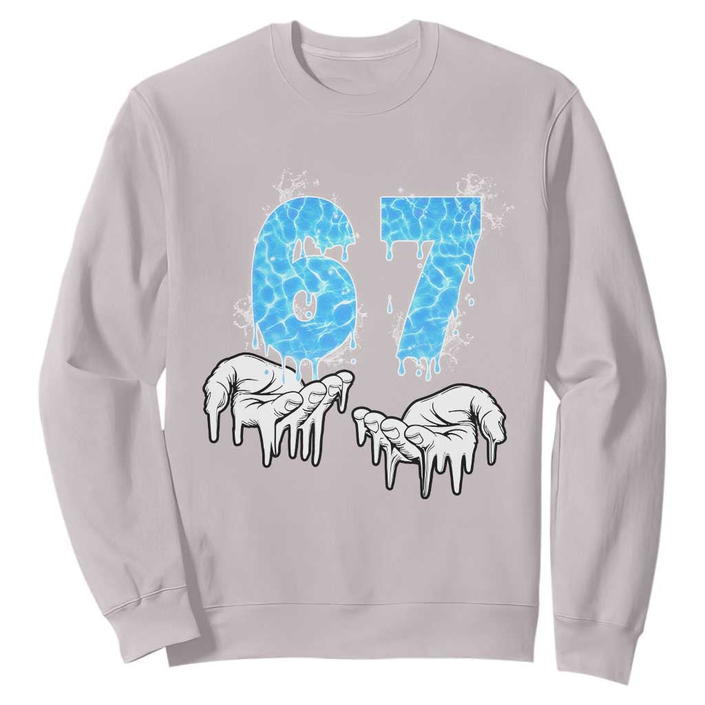 Ocean Water Wave Effect Printed Sweatshirt Six Seven Meme TS12 Ice Gray Print Your Wear