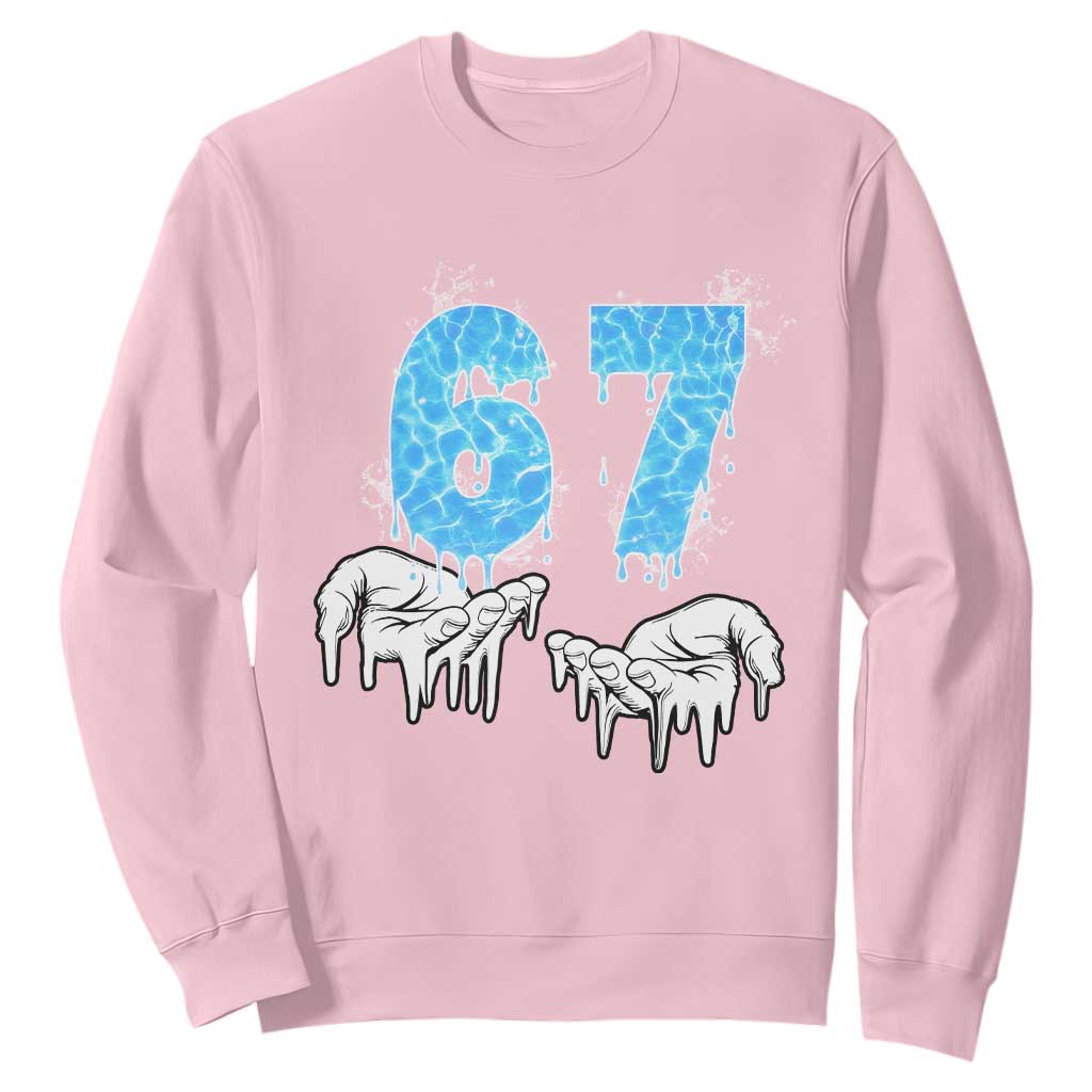 Ocean Water Wave Effect Printed Sweatshirt Six Seven Meme TS12 Light Pink Print Your Wear