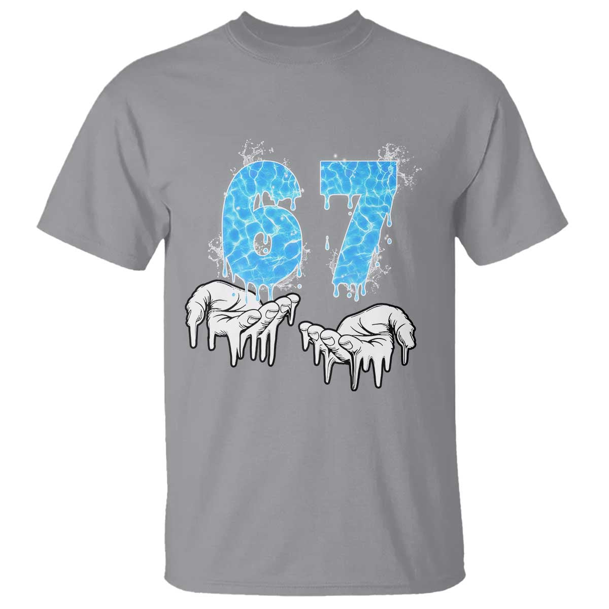 Ocean Water Wave Effect Printed T Shirt Six Seven Meme TS12 Sport Gray Print Your Wear