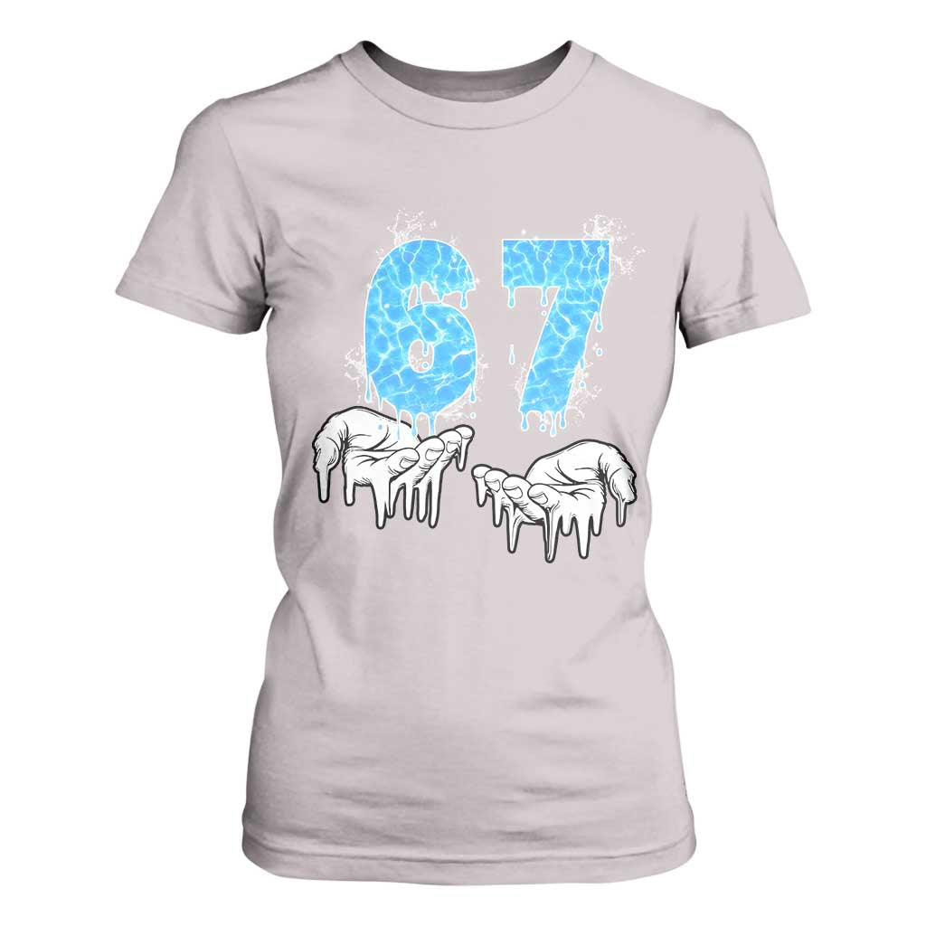 Ocean Water Wave Effect Printed T Shirt For Women Six Seven Meme TS12 Ice Gray Print Your Wear