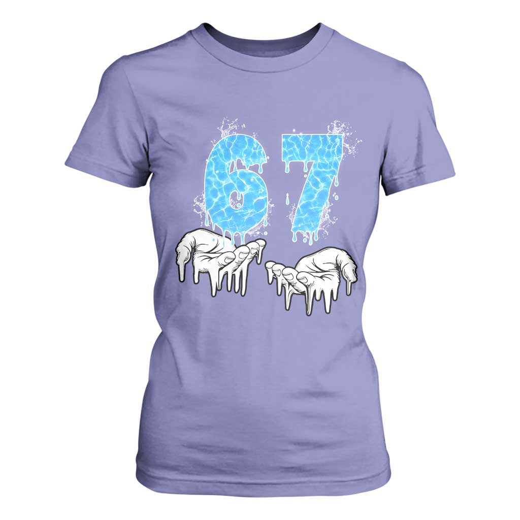 Ocean Water Wave Effect Printed T Shirt For Women Six Seven Meme TS12 Violet Print Your Wear