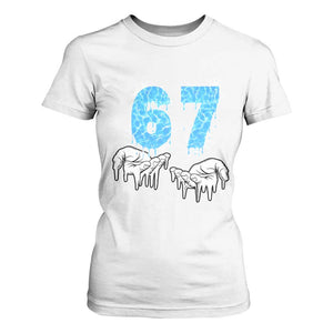 Ocean Water Wave Effect Printed T Shirt For Women Six Seven Meme TS12 White Print Your Wear
