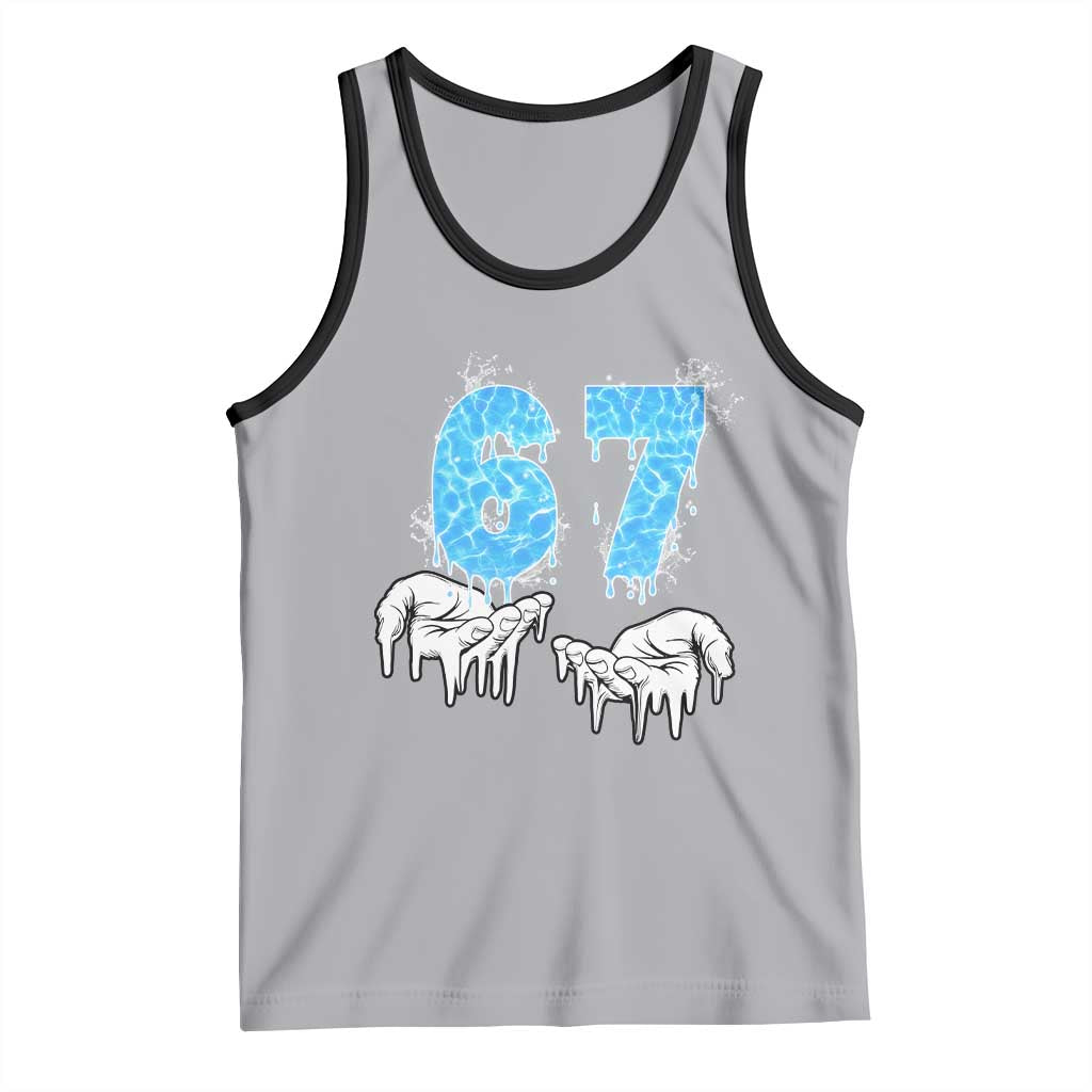 Ocean Water Wave Effect Printed Tank Top Six Seven Meme TS12 Athletic Heather Black Print Your Wear