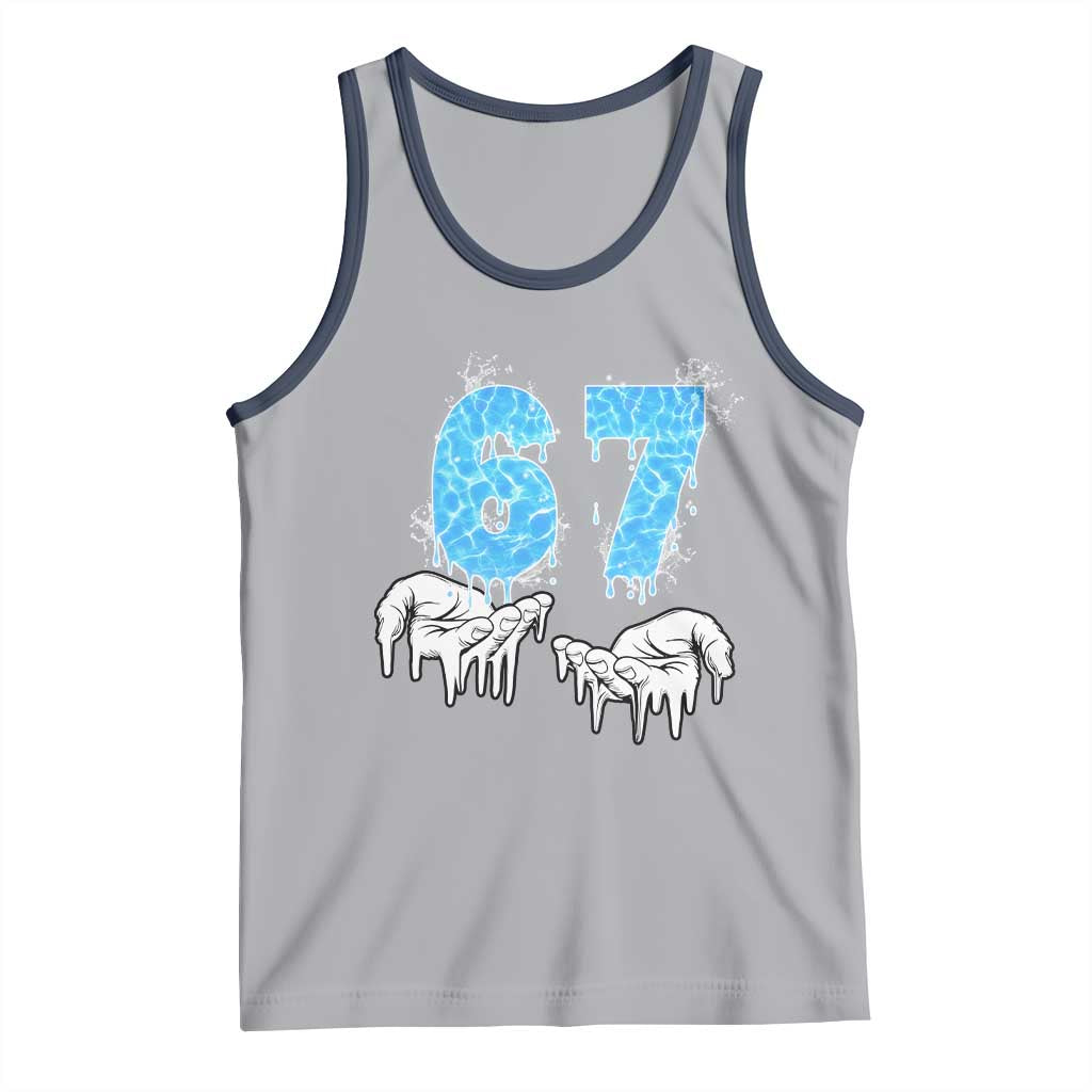 Ocean Water Wave Effect Printed Tank Top Six Seven Meme TS12 Athletic Heather Navy Print Your Wear