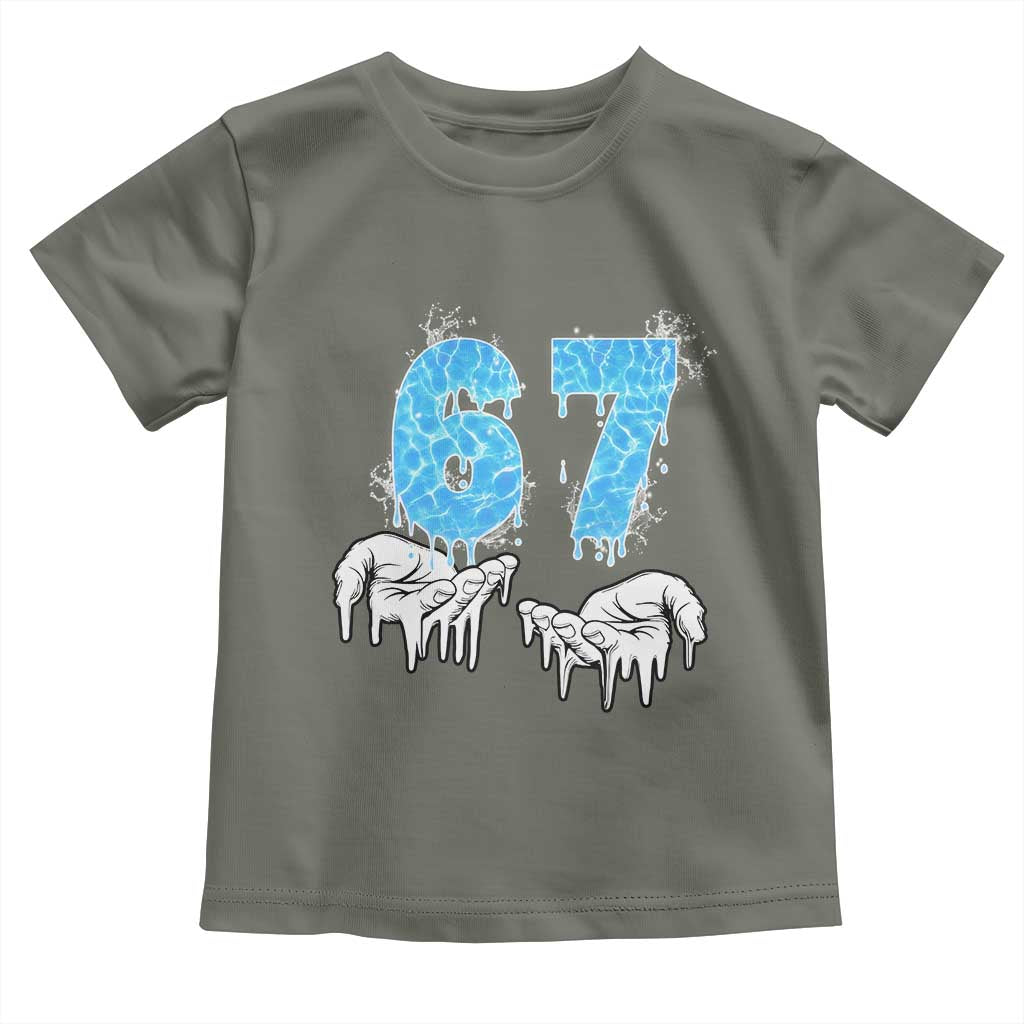 Ocean Water Wave Effect Printed Toddler T Shirt Six Seven Meme TS12 Military Green Print Your Wear