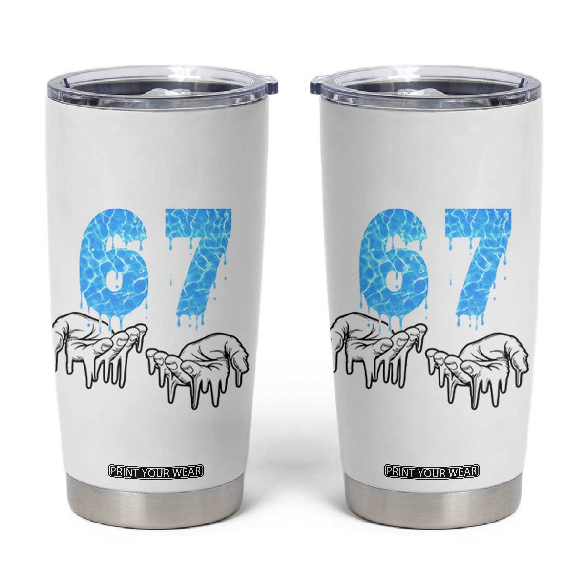 Ocean Water Wave Effect Printed Tumbler Cup Six Seven Meme TS12 White Print Your Wear