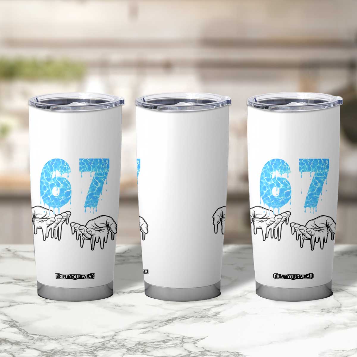 Ocean Water Wave Effect Printed Tumbler Cup Six Seven Meme TS12 Print Your Wear