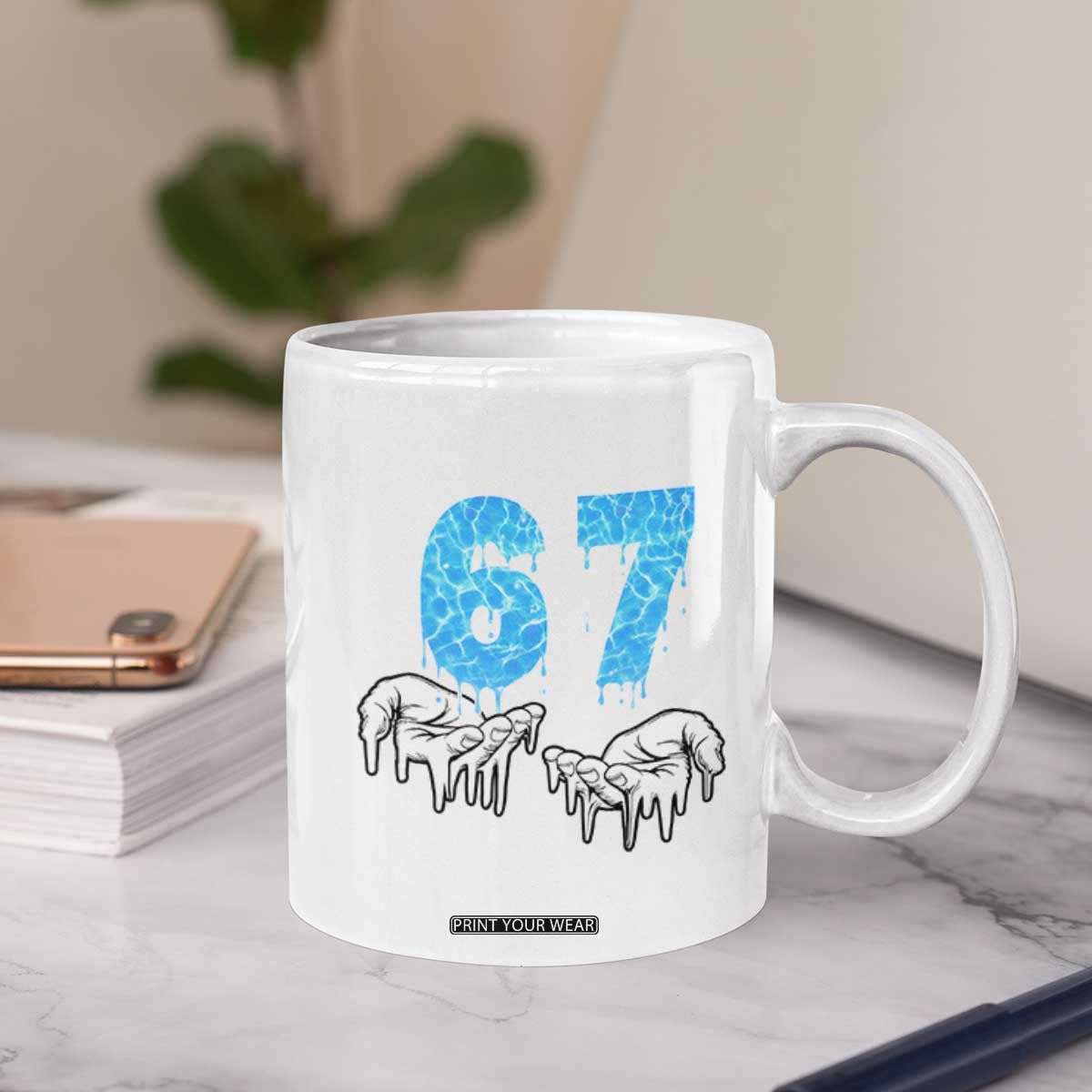 Ocean Water Wave Effect Printed Coffee Mug Six Seven Meme TS12 Print Your Wear