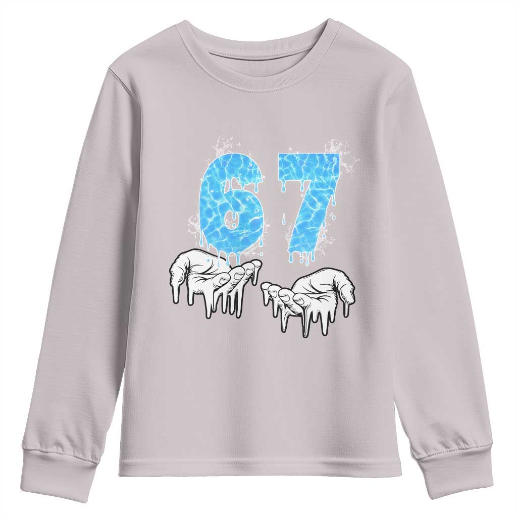 Ocean Water Wave Effect Printed Youth Sweatshirt Six Seven Meme TS12 Ice Gray Print Your Wear