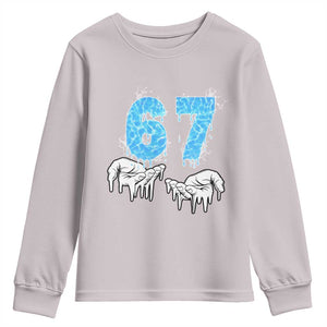 Ocean Water Wave Effect Printed Youth Sweatshirt Six Seven Meme TS12 Ice Gray Print Your Wear