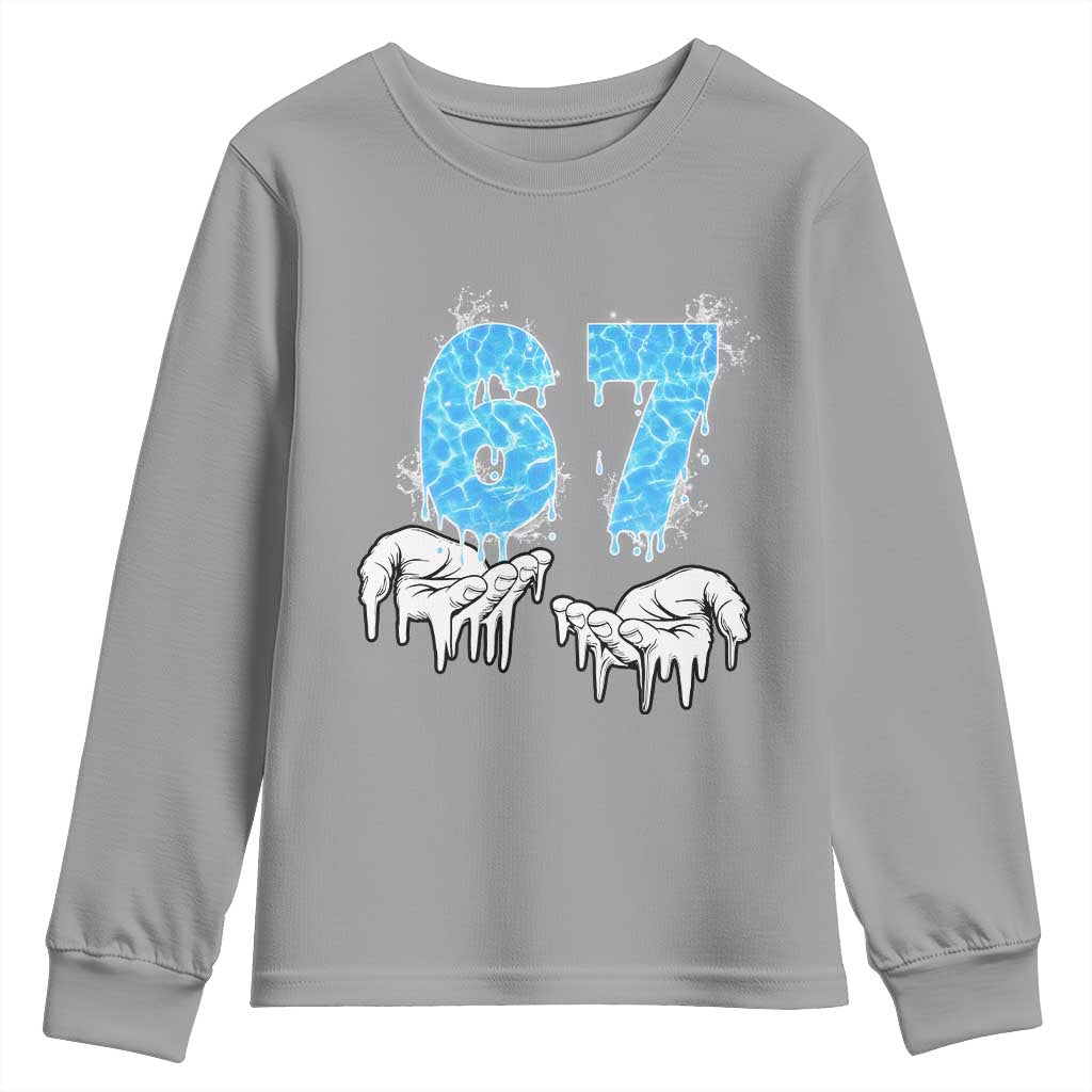 Ocean Water Wave Effect Printed Youth Sweatshirt Six Seven Meme TS12 Sport Gray Print Your Wear
