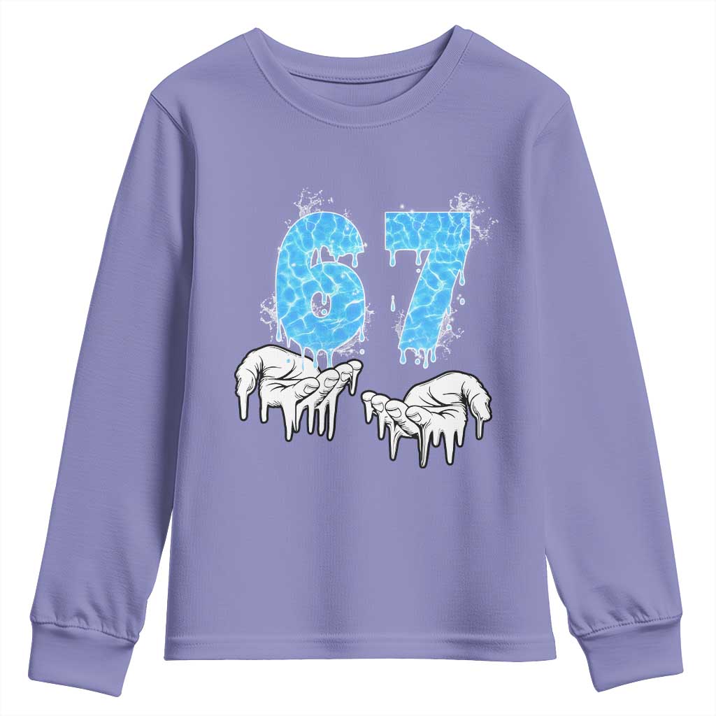 Ocean Water Wave Effect Printed Youth Sweatshirt Six Seven Meme TS12 Violet Print Your Wear