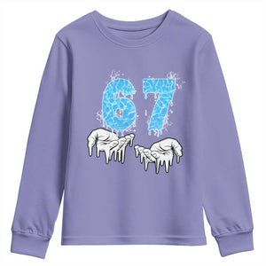Ocean Water Wave Effect Printed Youth Sweatshirt Six Seven Meme TS12 Violet Print Your Wear