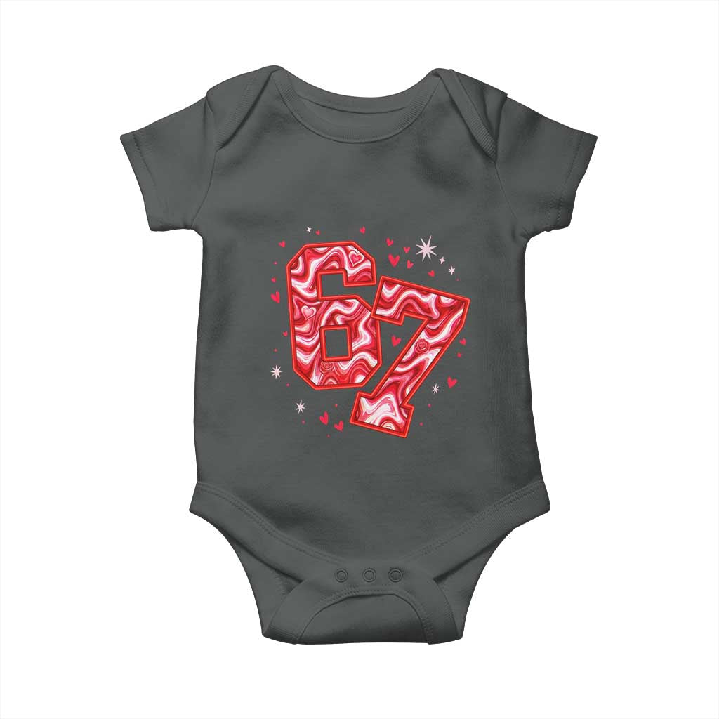Glitch Swirl Effect Printed Six Seven Meme Baby Onesie Valentines Day Gift TS12 Dark Heather Print Your Wear