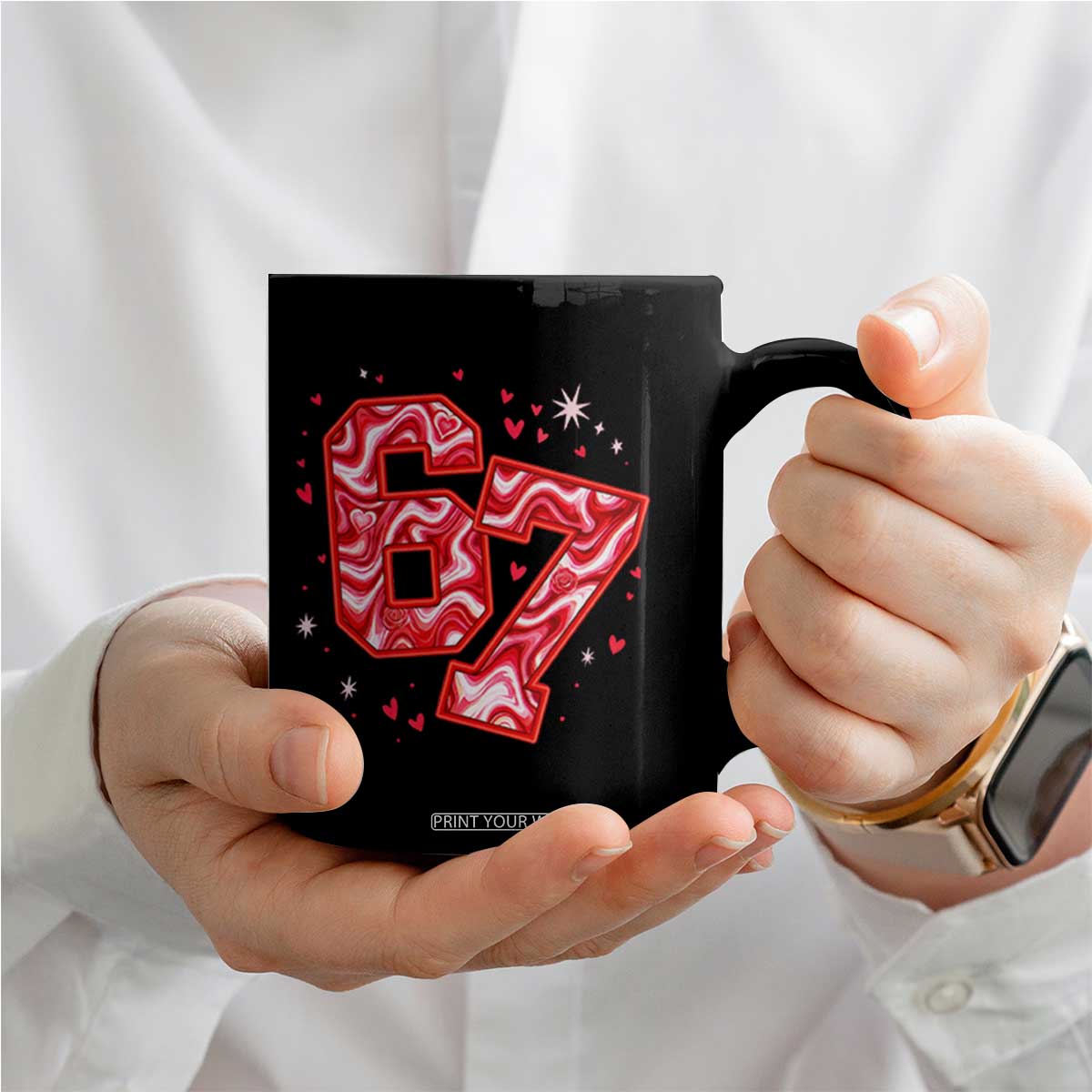 Glitch Swirl Effect Printed Six Seven Meme Coffee Mug Valentines Day Gift TS12 Print Your Wear