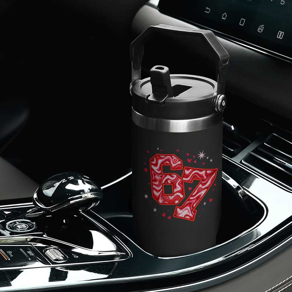 Glitch Swirl Effect Printed Six Seven Meme Flip Straw Tumbler Valentines Day Gift TS12 Print Your Wear