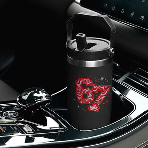 Glitch Swirl Effect Printed Six Seven Meme Flip Straw Tumbler Valentines Day Gift TS12 Print Your Wear