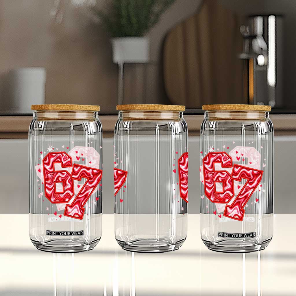 Glitch Swirl Effect Printed Six Seven Meme Glass Can Valentines Day Gift TS12 Print Your Wear