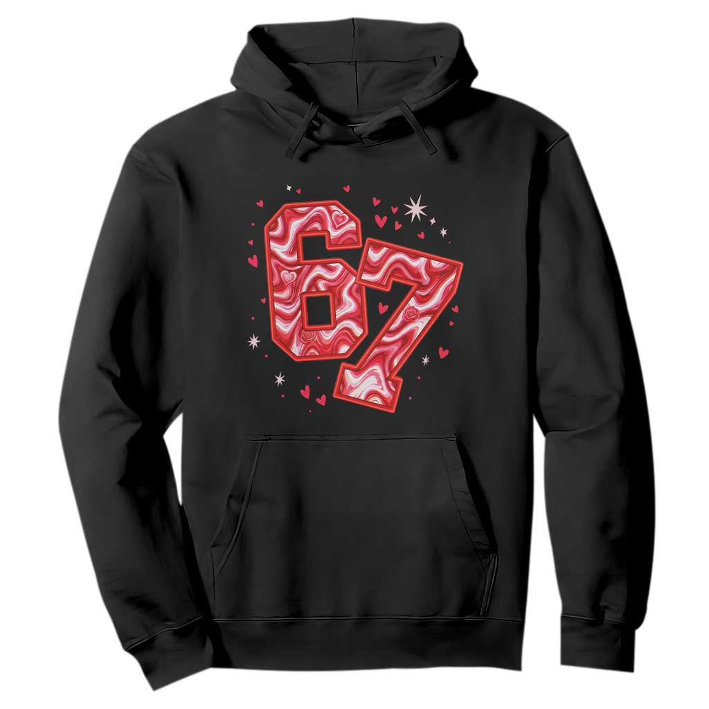 Glitch Swirl Effect Printed Six Seven Meme Hoodie Valentines Day Gift TS12 Black Print Your Wear