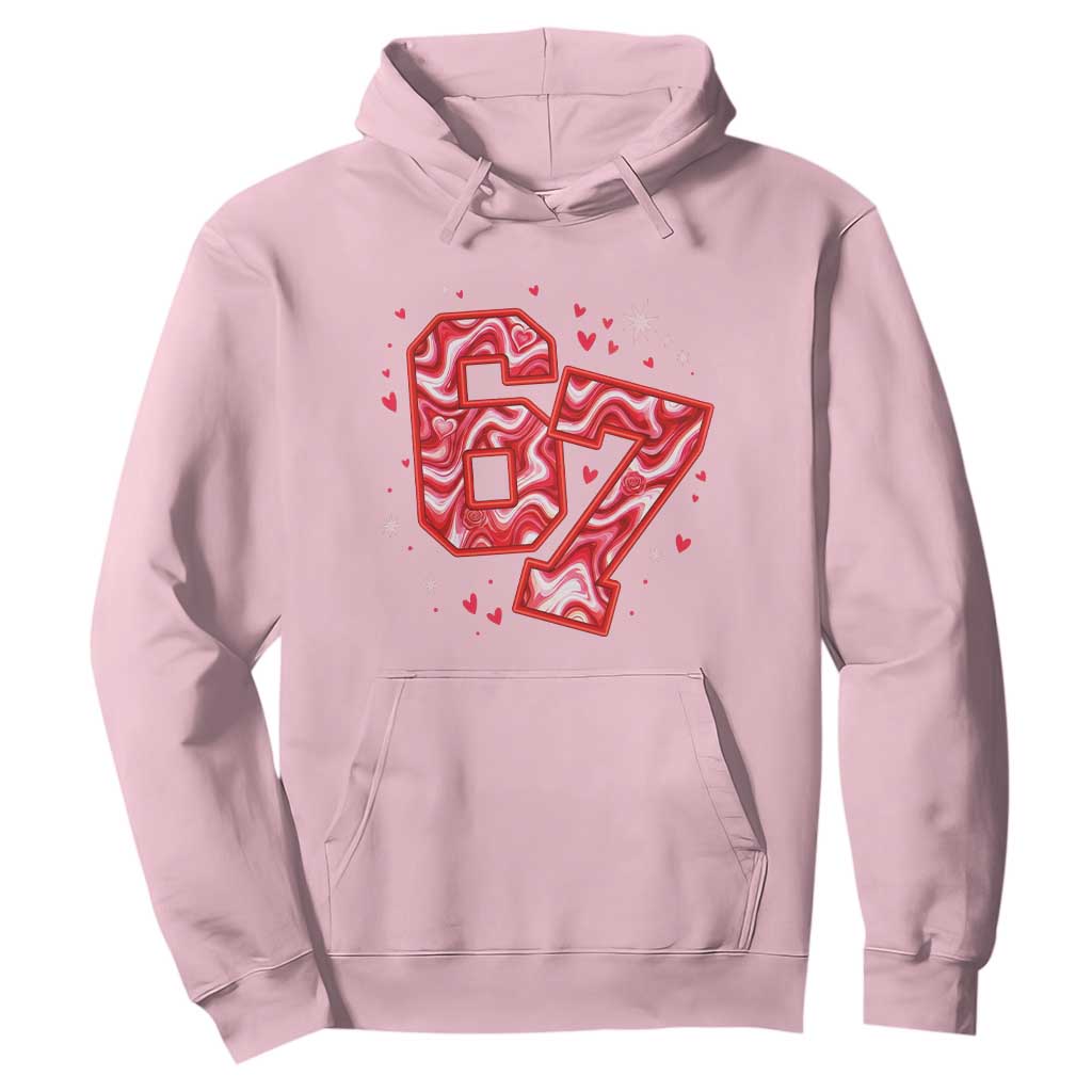 Glitch Swirl Effect Printed Six Seven Meme Hoodie Valentines Day Gift TS12 Light Pink Print Your Wear