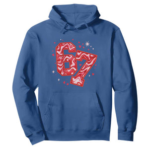 Glitch Swirl Effect Printed Six Seven Meme Hoodie Valentines Day Gift TS12 Royal Blue Print Your Wear