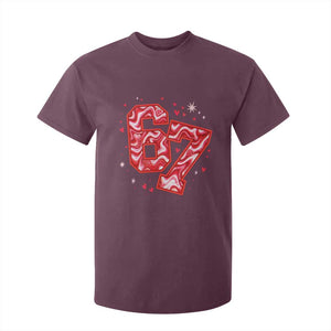 Glitch Swirl Effect Printed Six Seven Meme T Shirt For Kid Valentines Day Gift TS12 Maroon Print Your Wear