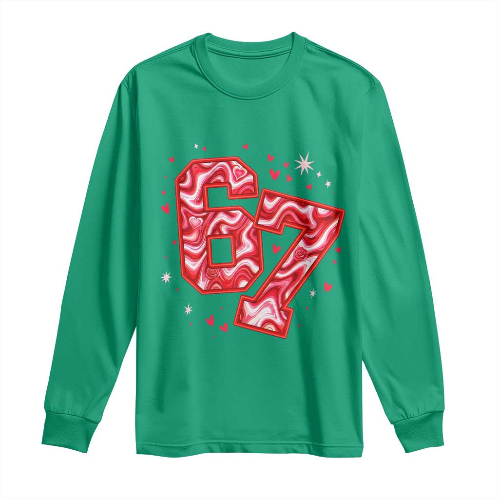 Glitch Swirl Effect Printed Six Seven Meme Long Sleeve Shirt Valentines Day Gift TS12 Irish Green Print Your Wear