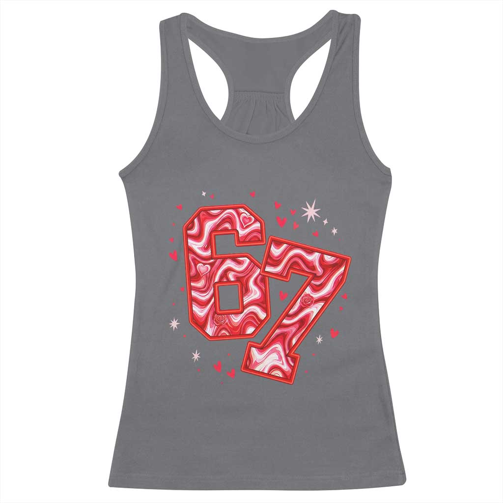 Glitch Swirl Effect Printed Six Seven Meme Racerback Tank Top Valentines Day Gift TS12 Charcoal Print Your Wear