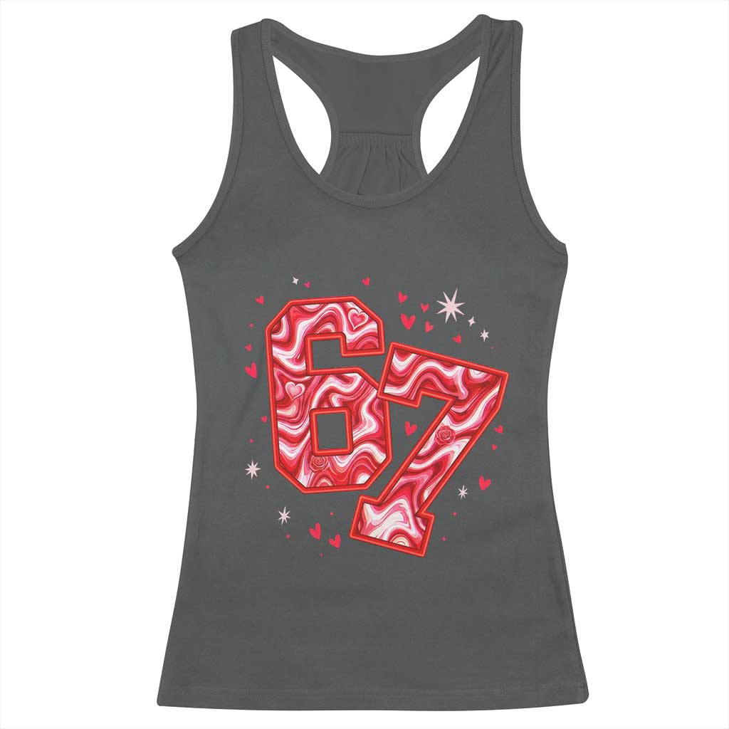 Glitch Swirl Effect Printed Six Seven Meme Racerback Tank Top Valentines Day Gift TS12 Dark Heather Print Your Wear