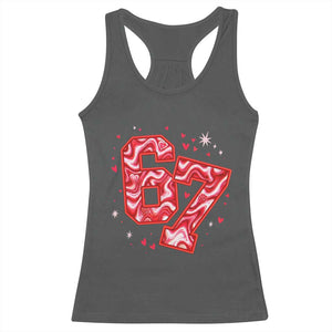 Glitch Swirl Effect Printed Six Seven Meme Racerback Tank Top Valentines Day Gift TS12 Dark Heather Print Your Wear