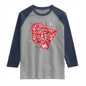 Glitch Swirl Effect Printed Six Seven Meme Raglan Shirt Valentines Day Gift TS12 Sport Gray Navy Print Your Wear