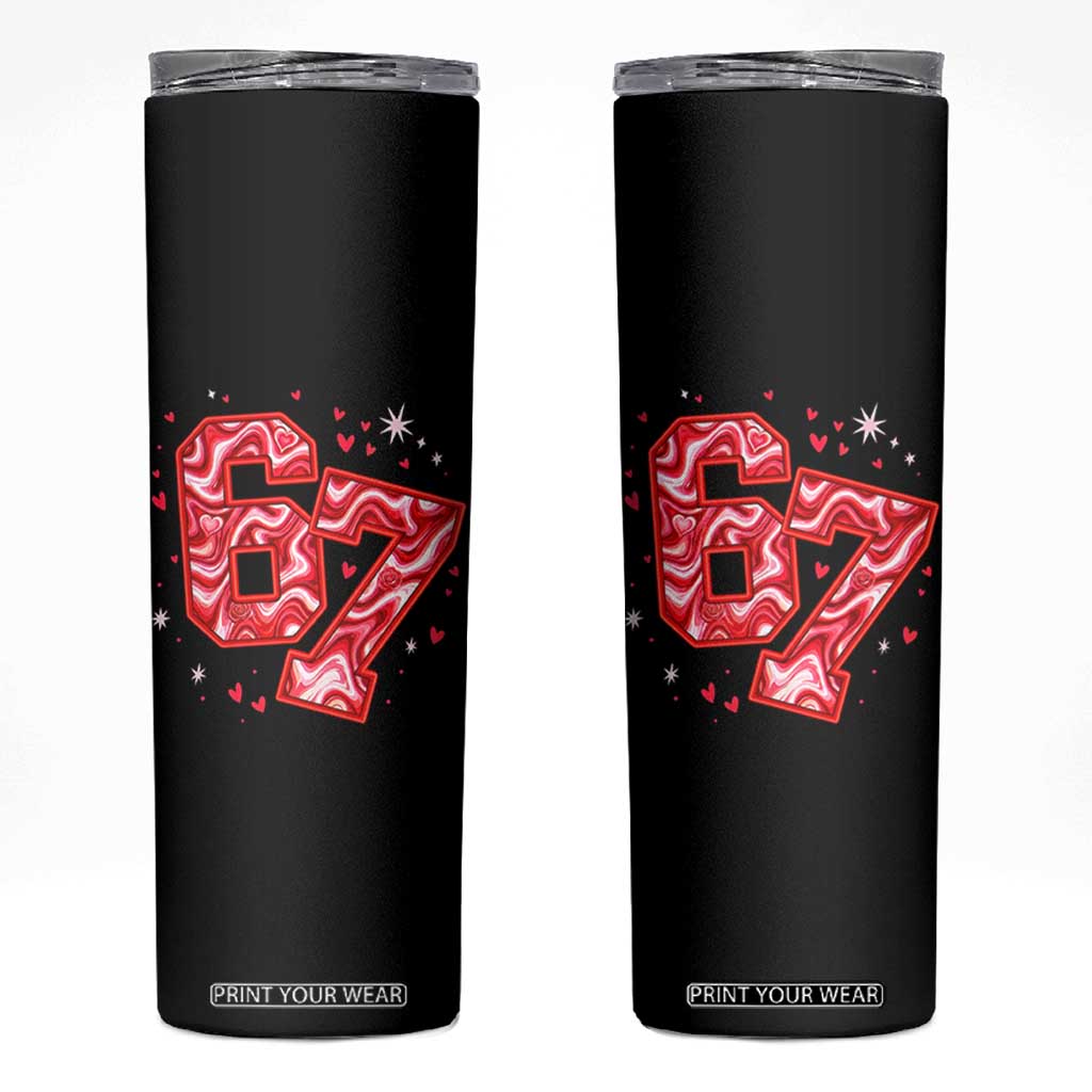 Glitch Swirl Effect Printed Six Seven Meme Skinny Tumbler Valentines Day Gift TS12 Black Print Your Wear